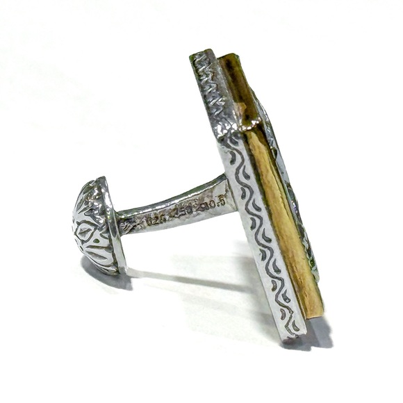 Konstantino 750 (18K) Gold & 925 Sterling Silver Cuff Links with Engraved Design - Picture 8 of 14